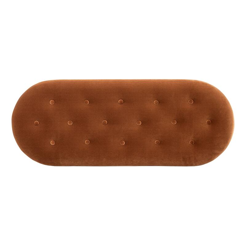 Melinda 48.5" Upholstered Tufted Oval Storage Bench with Bullion Fringe