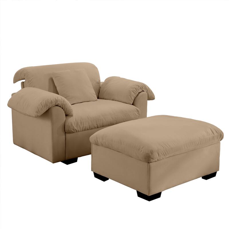 Velvet Deep Seat Storage Sofa Chair with Fluffy Armrest Pillows & Backrest