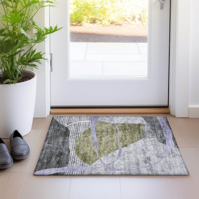 Machine Washable Indoor/ Outdoor Chantille Contemporary Abstract Rug
