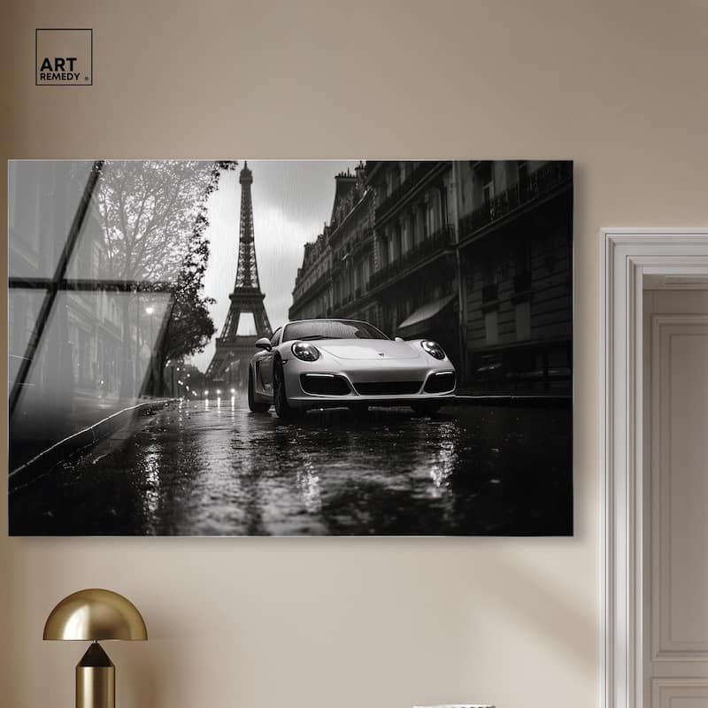 Driving in the Rain Paris Acrylic by Art Remedy, Ready to Hang