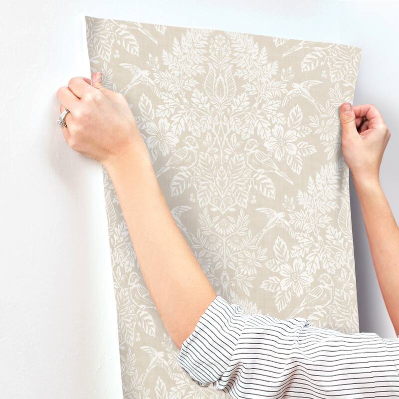 Chris Loves Julia x A-Street Prints Finch Neutral Woodland Damask Wallpaper