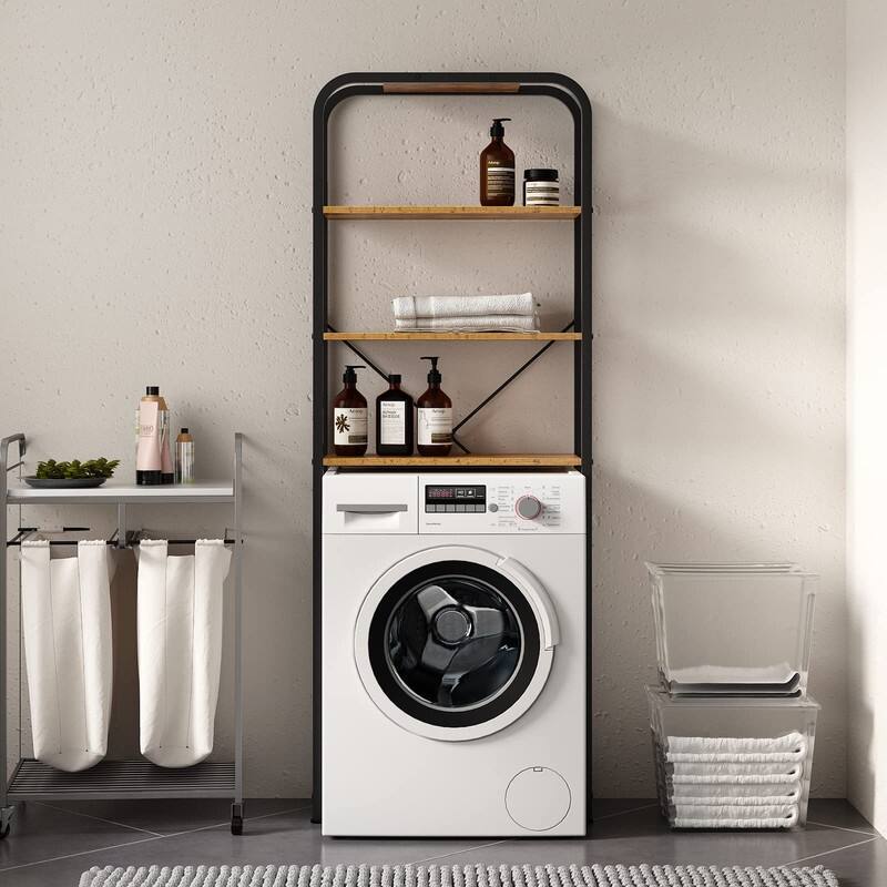 4 Tier Freestanding Industrial Bathroom Organizer - 9.8"D x 25.2"W x 67.6"H