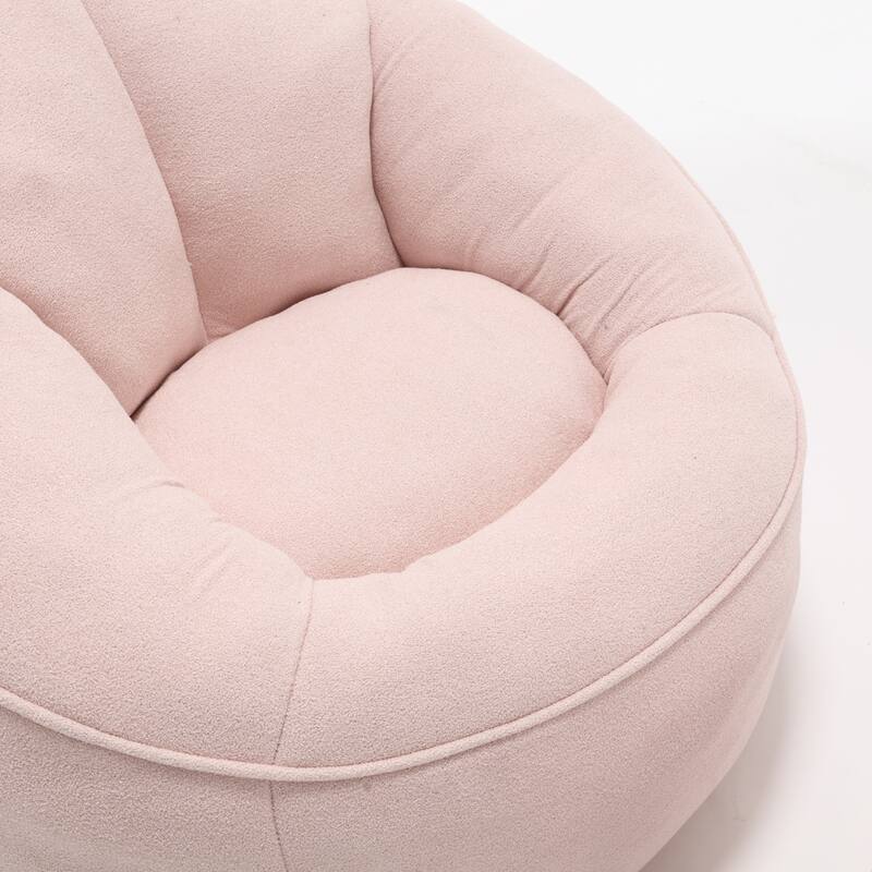 Pink 40" Microfiber Accent Chair with Ottoman