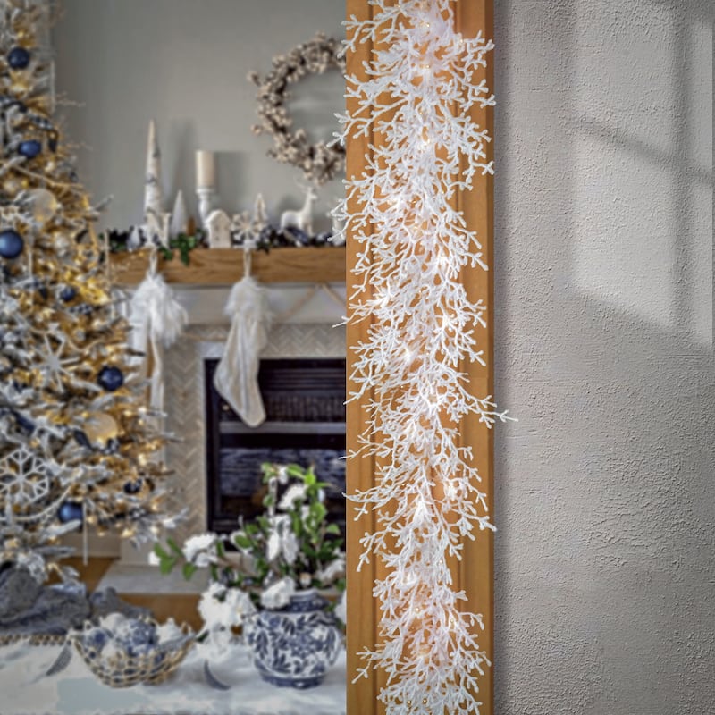 National Tree Company 9 ft. HGTV Home Collection Pre-Lit Christmas by the Sea Coral Garland - 9 ft