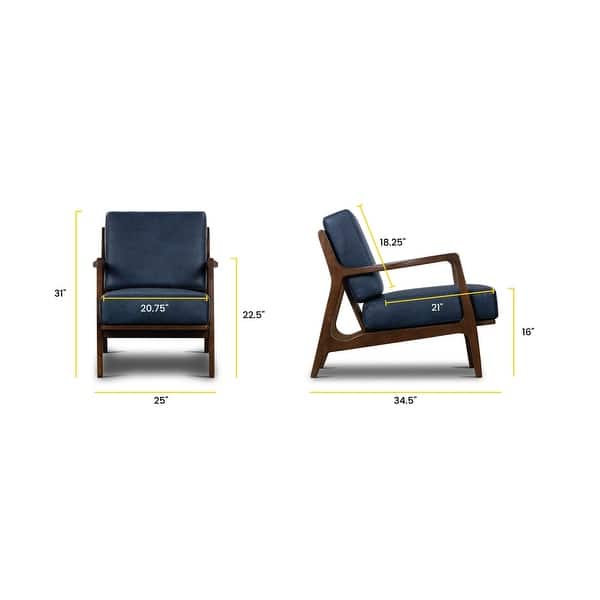 dimension image slide 2 of 7, Poly & Bark Verity Leather Lounge Chair - Full Grain Genuine Italian Leather