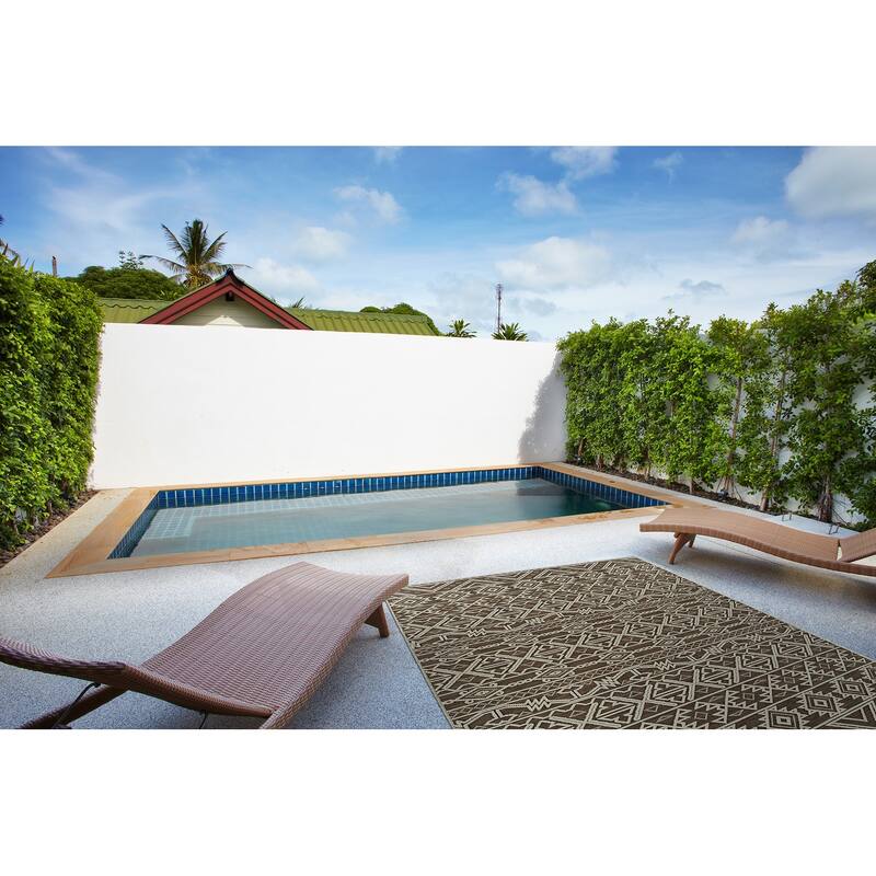 Contemporary Transitional Geometric Textured High-Low Cut & Loop Rectangle Throw Rug - 2x 3