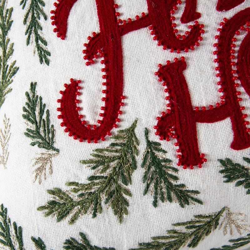Rizzy Home Happy Holidays Embroidered Throw Pillow