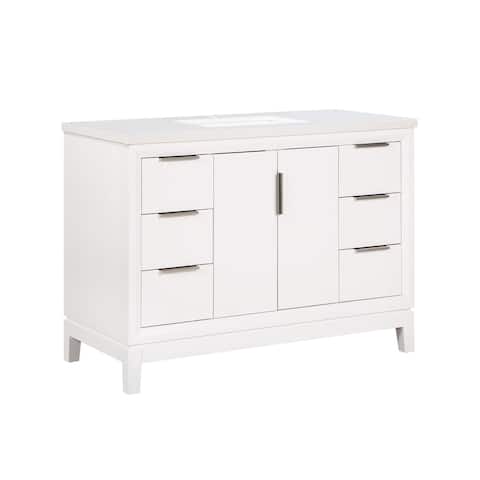 Valencia 48 inch solid wood single sink Free-standing vanity with Quartz Countertop and ceramic sink