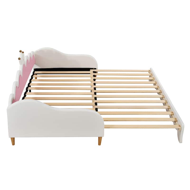 Twin Size Tufted Daybed with Trundle and Rivet Design