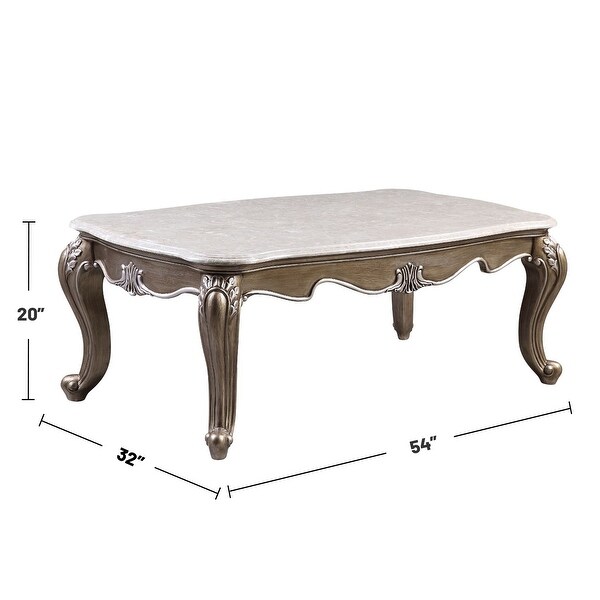 Rectangular Marble Coffee Table in Antique Bronze Finish - Antique
