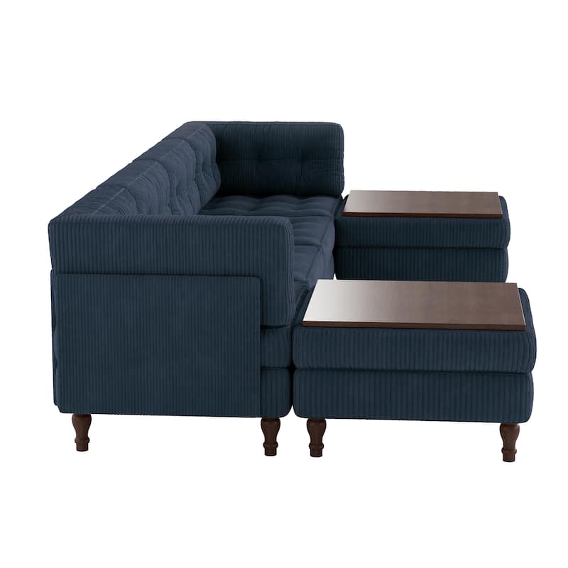 Oversized Modular Sectional Corduroy Fabric Tufted Sofa