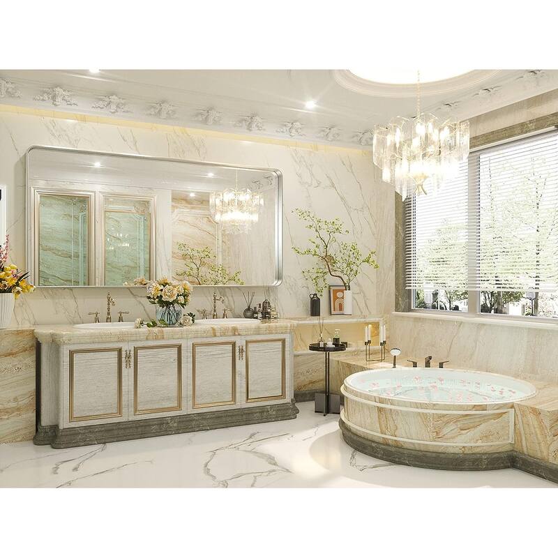 TETOTE Modern Bathroom Vanity Mirror Metal Frame Wall Mounted