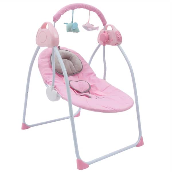 slide 2 of 6, Electric Baby Swing and Cradle with Bluetooth Music Rocker Chair Pink