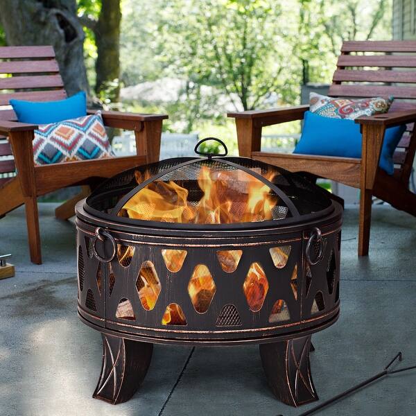 Shop Costway 28 Outdoor Fire Pit Bbq Portable Camping Firepit