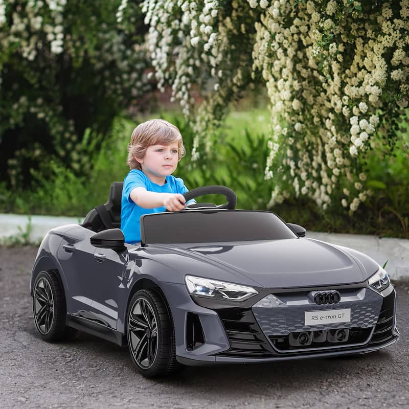 12V Kids Ride on Car with Remote Control, Battery Powered Electric Car Drift Car Engineering Car with 4 Wheels - Gray