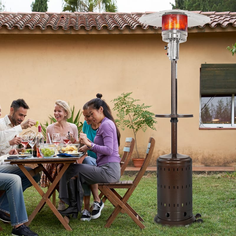 Outdoor Metal Propane Gas Patio Heater with Wheels and Drink Stand