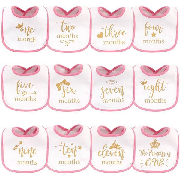 slide 1 of 1, Hudson Baby Infant Girl Cotton Bibs 12pk, Brand Sparkling New, One Size - Brand Sparkling New - One Size One Size - Brand Sparkling New