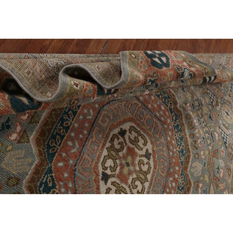 Gray Khotan Indian Area Rug Hand-Knotted Wool Carpet - 8'4" x 12'0"