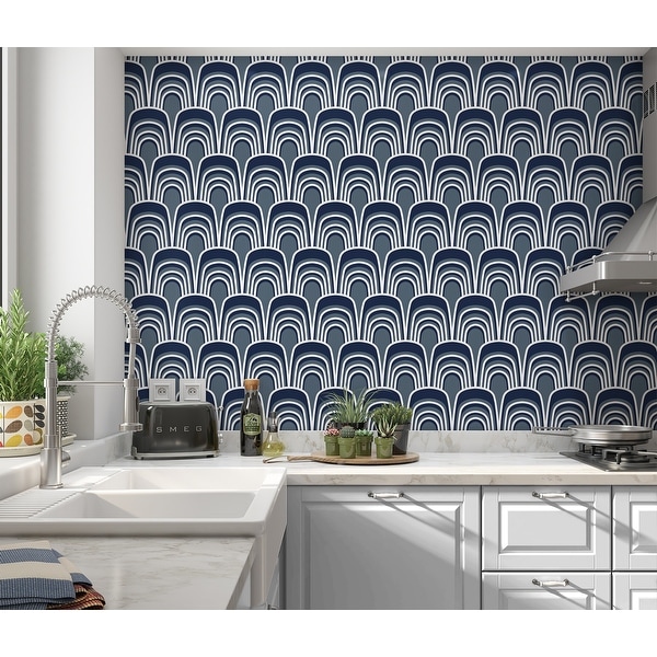 Shop GERTIE NAVY Peel and Stick Wallpaper By Kavka Designs - 2' x 16 ...