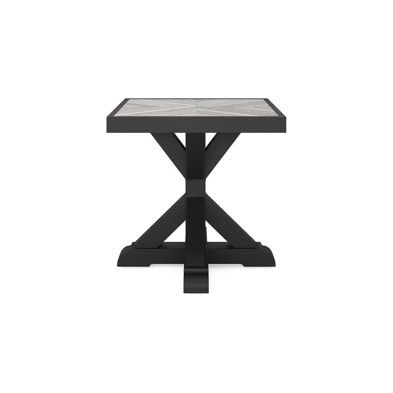 Beachcroft Outdoor Square End Table with Porcelain Top - 22.25" W x 22.25" D x 22.25" H