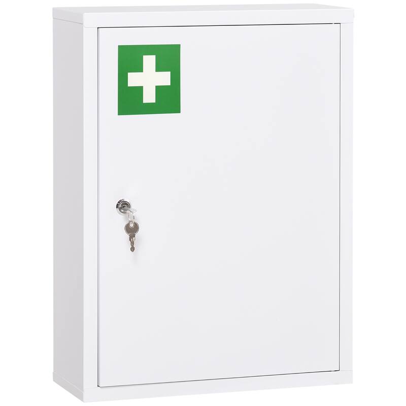 Wall Medicine Cabinet with Lock - White