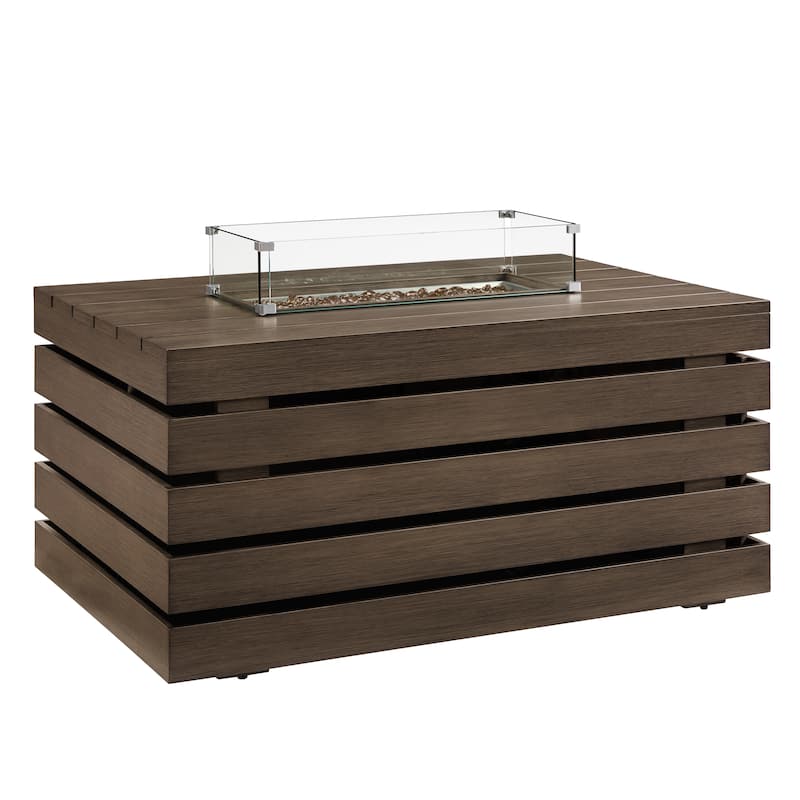 Corvus Hamina 1-piece Patio Aluminum Fire Pit Table with Lid - Brown
