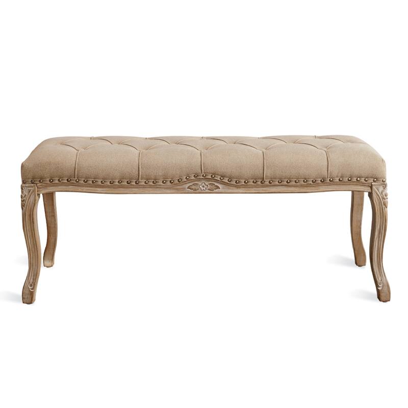 Retro Patterned Legs 45.2In.W Padded Bench - 45.2" W X 14.6" D X 18.3" H