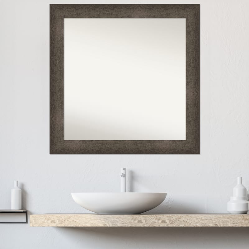 Dappled Non-Beveled Wood Framed Bathroom Vanity Wall Mirror