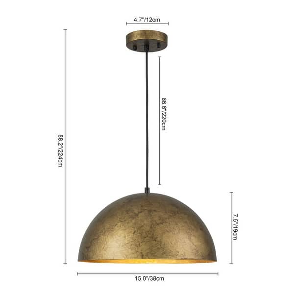 dimension image slide 8 of 15, Industrial Oversized Metal Dome Pendant Light - Modern Farmhouse