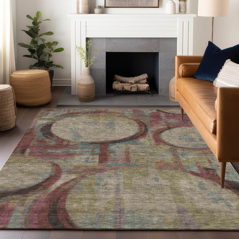 Machine Washable Indoor/ Outdoor Chantille Contemporary Abstract Rug