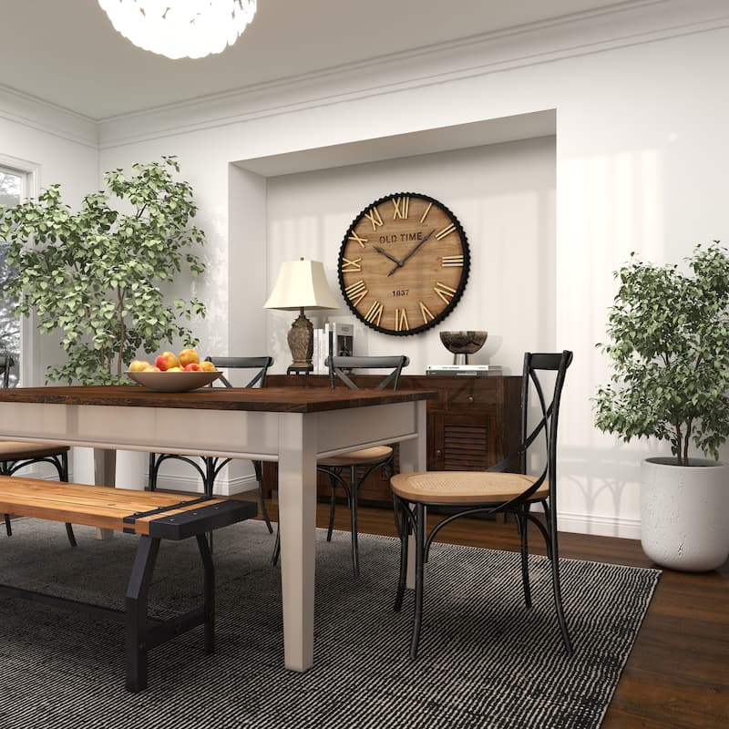 Brown Wooden Decorative Wall Clock with Gold Accents