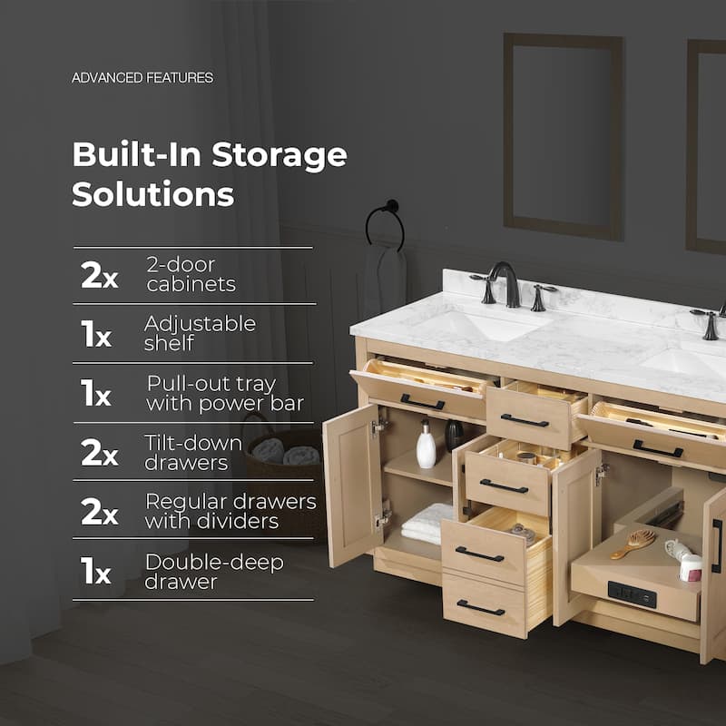Athea Bathroom Vanity with White Engineered Marble Top
