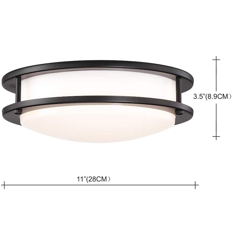 1-Light Metal Rounded LED Flush Mount Ceiling Light - 3.5'' H X 11'' W X 11'' D