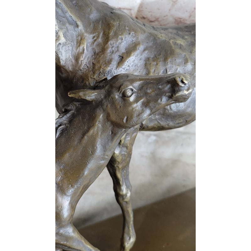 Horse W/ Foal Bronze Marble Figurine Statue By Mene Hot Cast Sculpture Figure