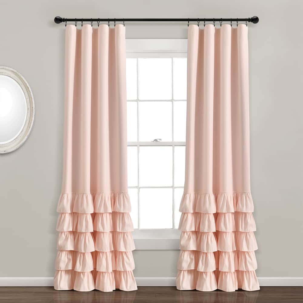 Lush Decor Allison Ruffle 100% Lined Blackout Window Curtain Panel