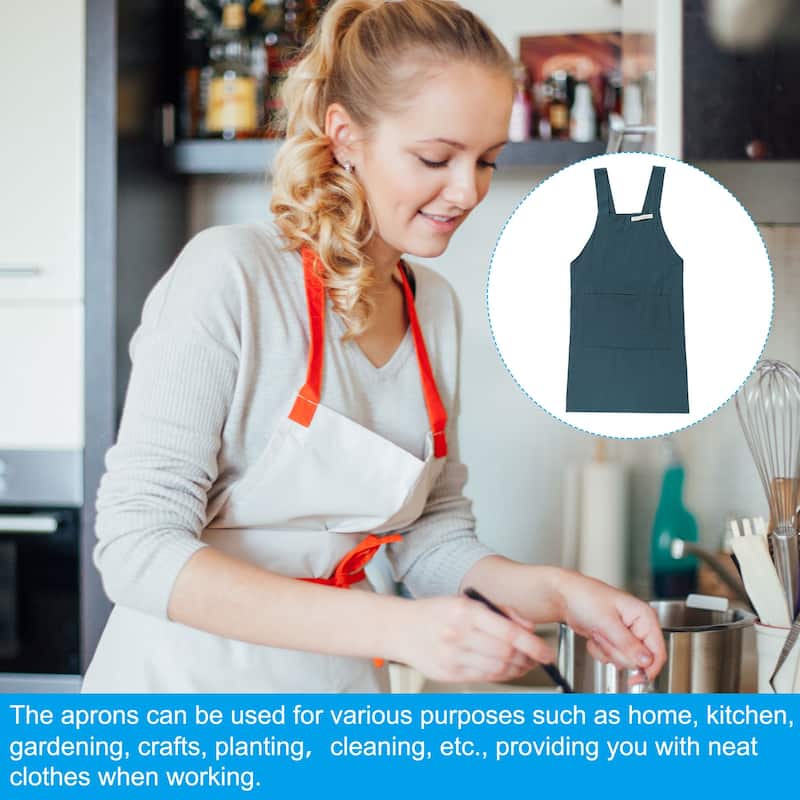 Cotton Aprons, 78 x 104cm Adjustable Bib Kitchen Apron with Pockets - 78 x 104 cm