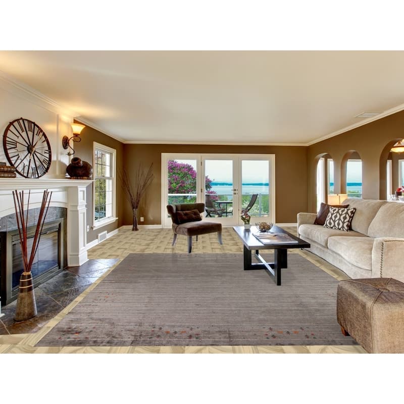 Hand Knotted Oriental 100% Wool Carpet Tribal Tribal Greys & Charcoal Gabbeh Area Rug - 11' 4'' X 8' 11''