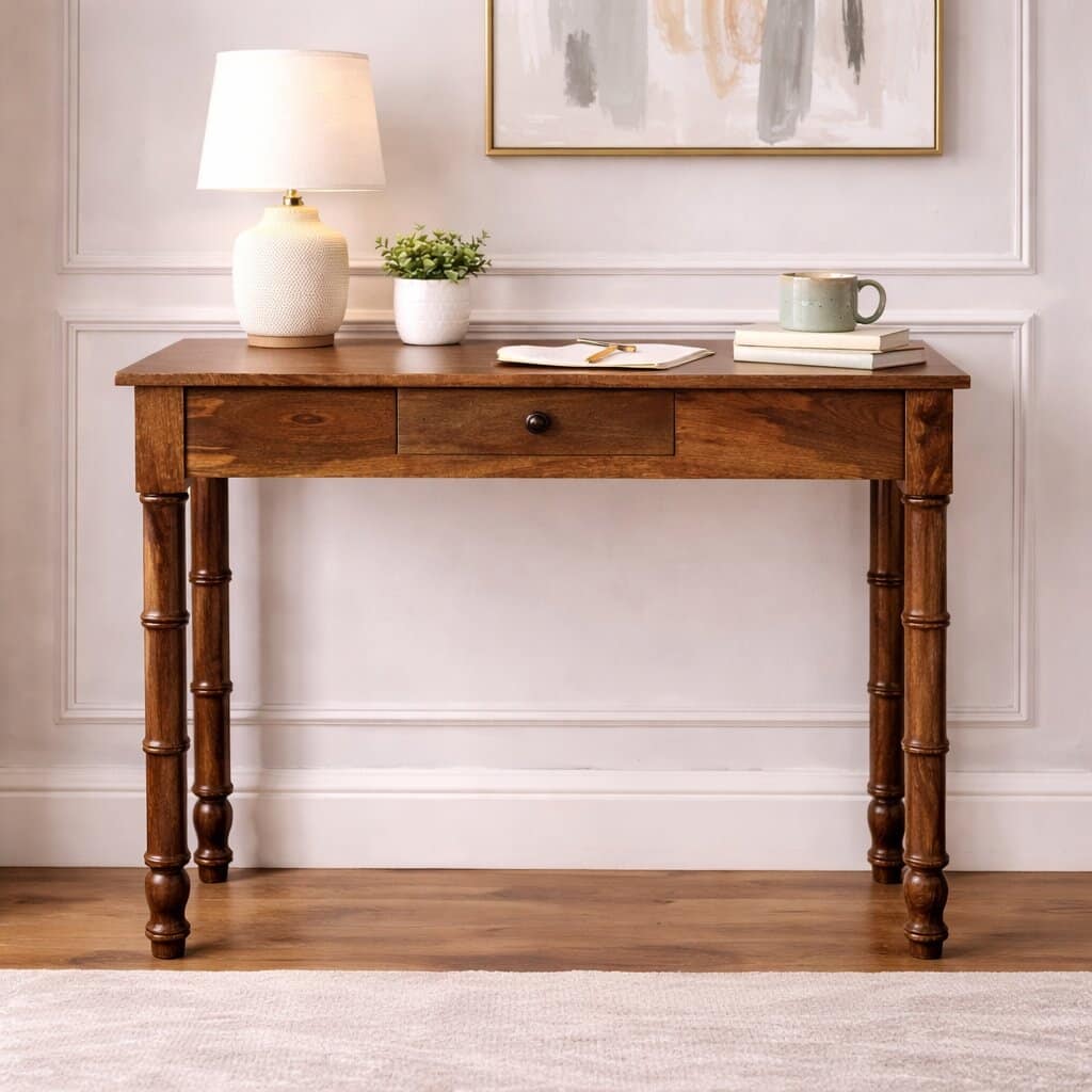 Artisan furniture Solid Wood The Bamboo Writing Desk, 1 Drawers, Brown