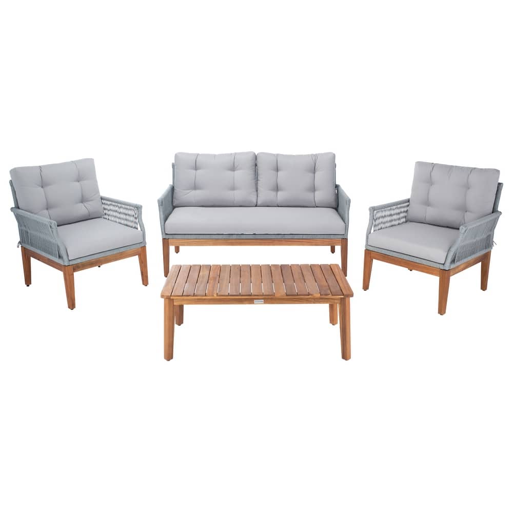 SAFAVIEH Outdoor Patio Furniture Winslo 4-Piece Conversation Set - 57"W x 30"D x 31"H
