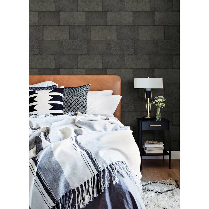 Advantage Lyell Charcoal Stone Wallpaper