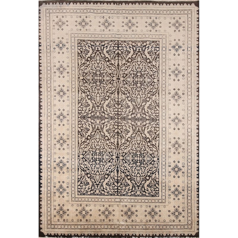 Geometric Royal Tabriz Oriental Area Rug Handmade Vintage Wool Carpet - 6'2" x 8'10"