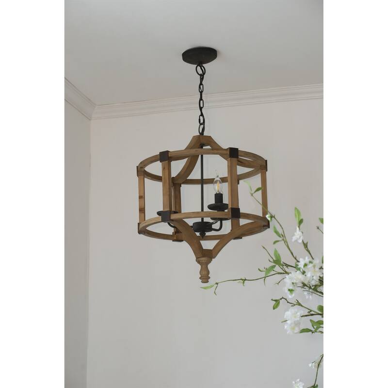 3 - Light Wood Drum Chandelier