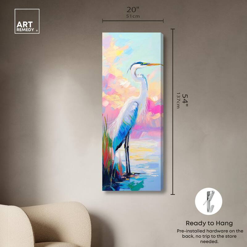 Expressive Egret I Panoramic Canvas by Art Remedy, Gallery Wrapped