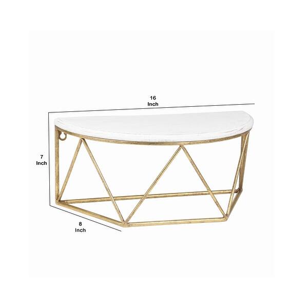 Shop Wood And Metal Wall Shelf With Half Moon Shaped Top White