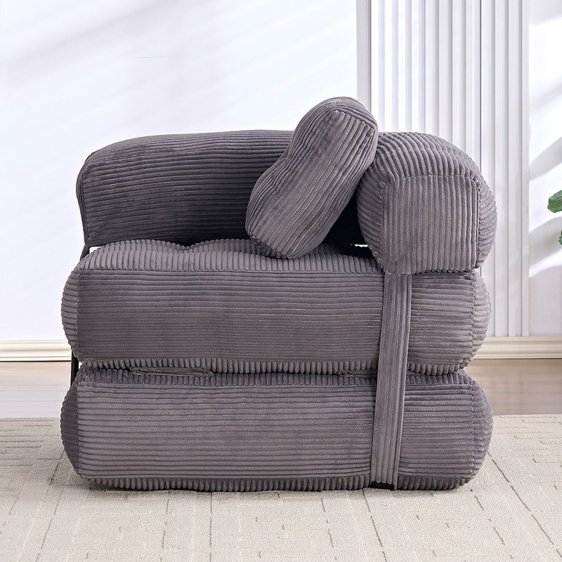Mixoy Folding Sofa Bed, L-Shaped Convertible Sofa Bed with Armrest Foldable Sleeper Sofa