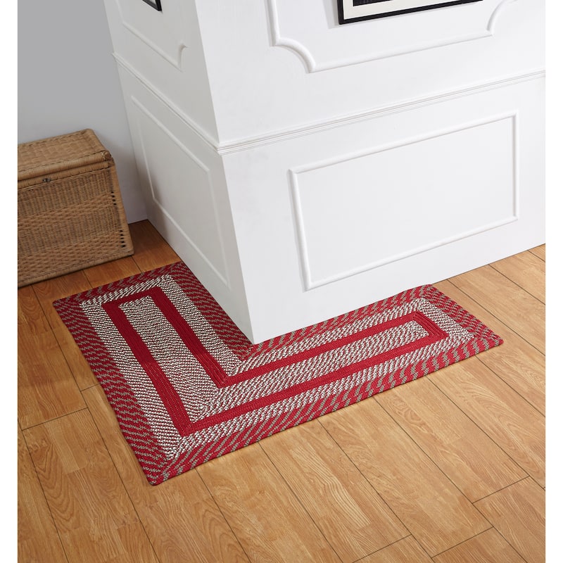 Better Trends Newport Braid Collection 100% Polypropylene Durable & Stain Resistant Double-Sided Reversible Indoor Utility Rug - 20" x 48" x 48" L-Shape - Barn Red