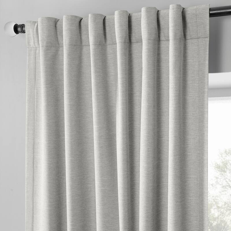 Exclusive Fabrics Boho Chic Faux Linen Blackout Curtains for Bedroom & Living Room Curtains - 2 Panel Drapes