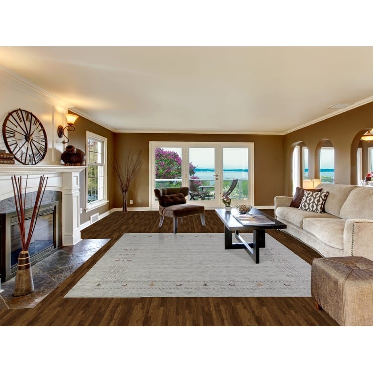 Hand Knotted Oriental 100% Wool Carpet Tribal Animal Pictorial Greys & Charcoal Gabbeh Area Rug - 10' 0'' X 8' 3''