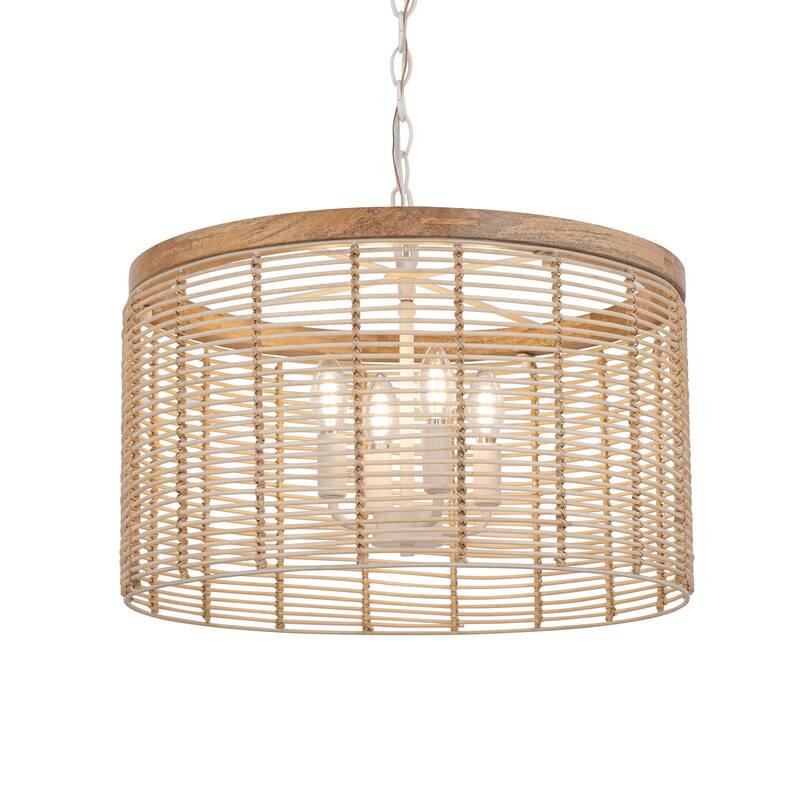 Maxim 22445 Vannerie 4 Light 20" Wide Wood Pendant
