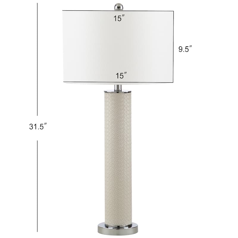 SAFAVIEH Lighting Tomika 32-inch Faux Alligator Grey Table Lamp (Set of 2) - 15"x15"x31.5" - 15Wx15Dx32H